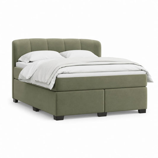 Lit continental double rembourré vert sauge 168 × 210 × 115 cm avec matelas 160 × 200 cm